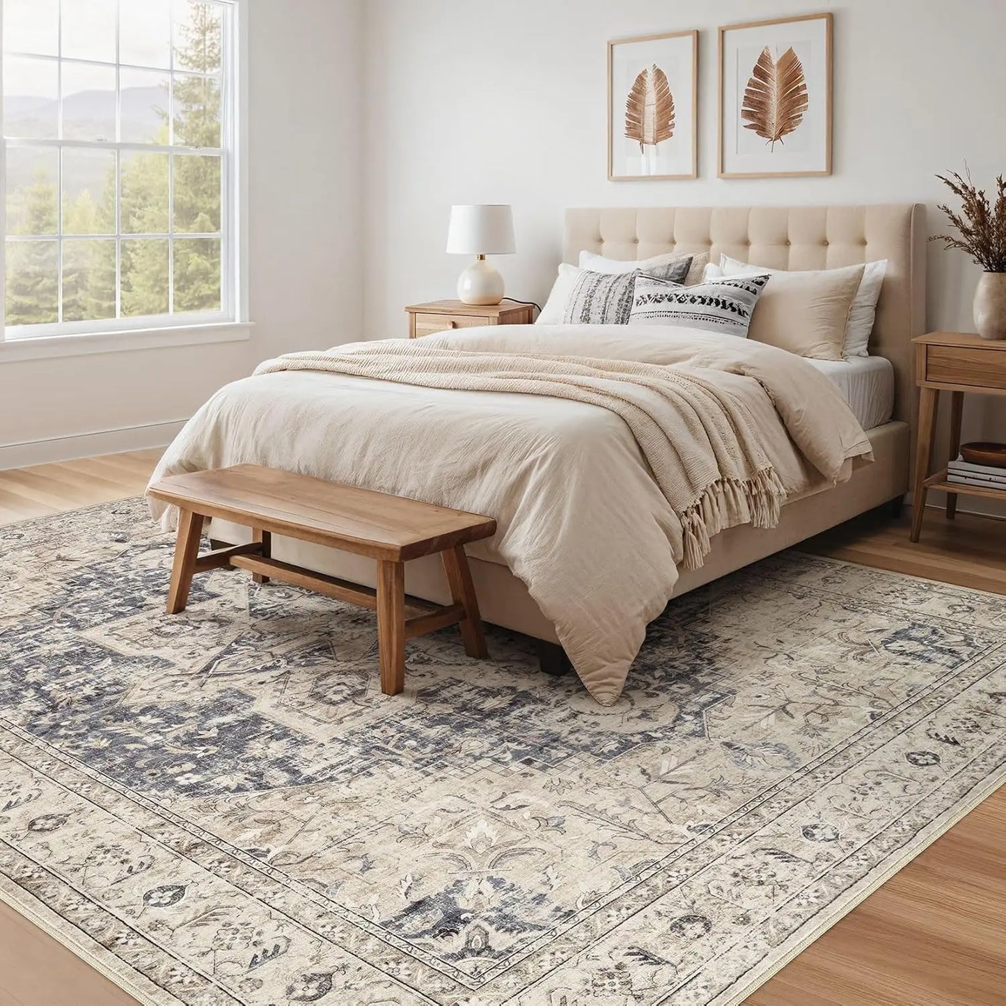 Washable Vintage Boho Rug For Living Room Decor And Comfort