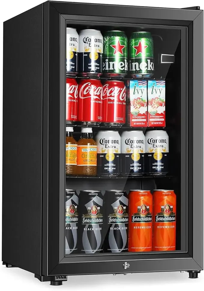 Beverage Refrigerator Freestanding Cooler With Double Glass Doors