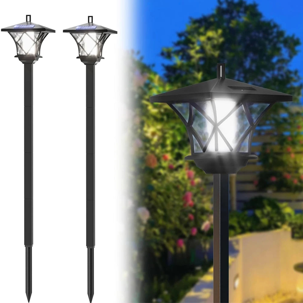 Solar Post Light Waterproof Auto On Off Retro Style Landscape