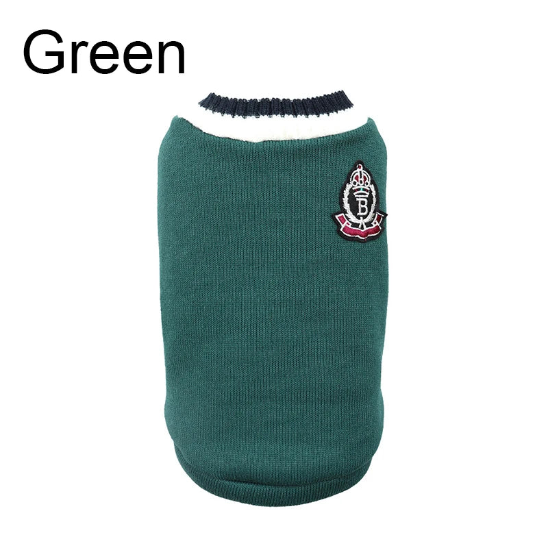 Winter Warm Dog Sweater College Style V Neck Knitwear Dogs