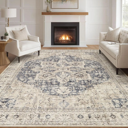 Washable Vintage Boho Rug For Living Room Decor And Comfort