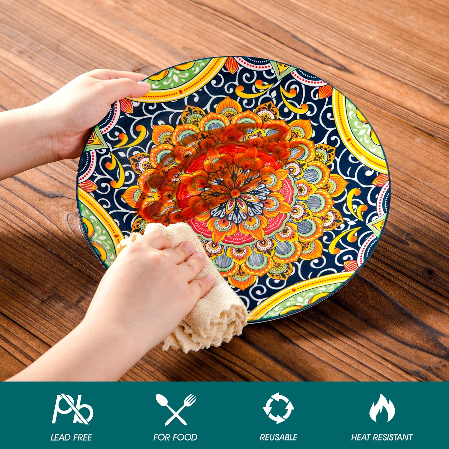 MALACASA Bohemian Ceramic Dinnerware Set 12 and 24 Pieces