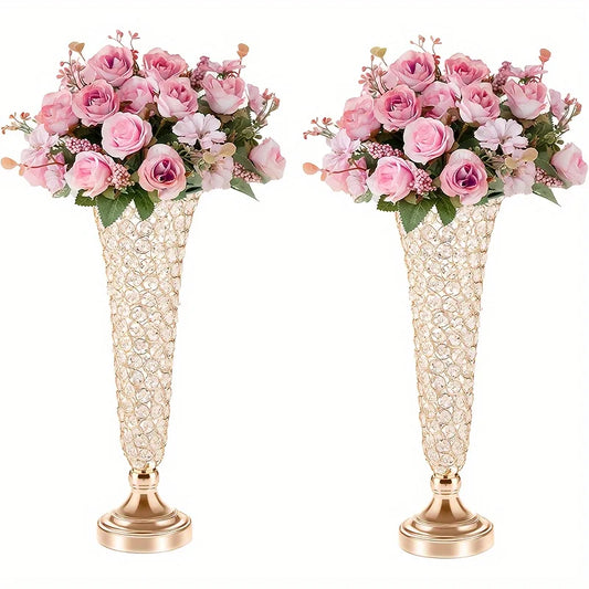 Two Metal Vases Set For Centerpieces And Home Decor