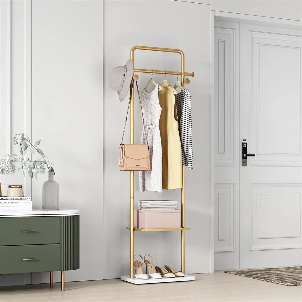 Heavy Duty Freestanding Pole Clothing Rack With Granite Stone Base
