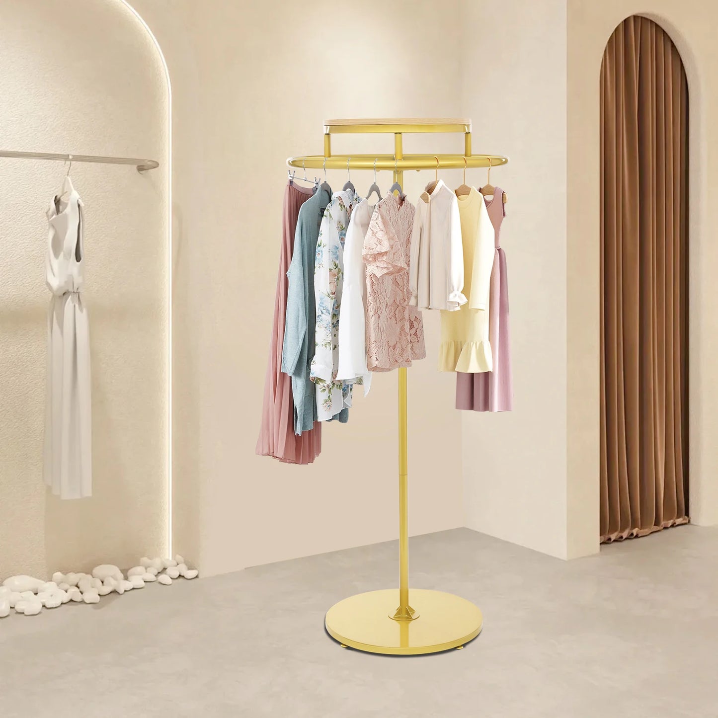 Round Floor Standing Clothing Rack Spiral Garment Display
