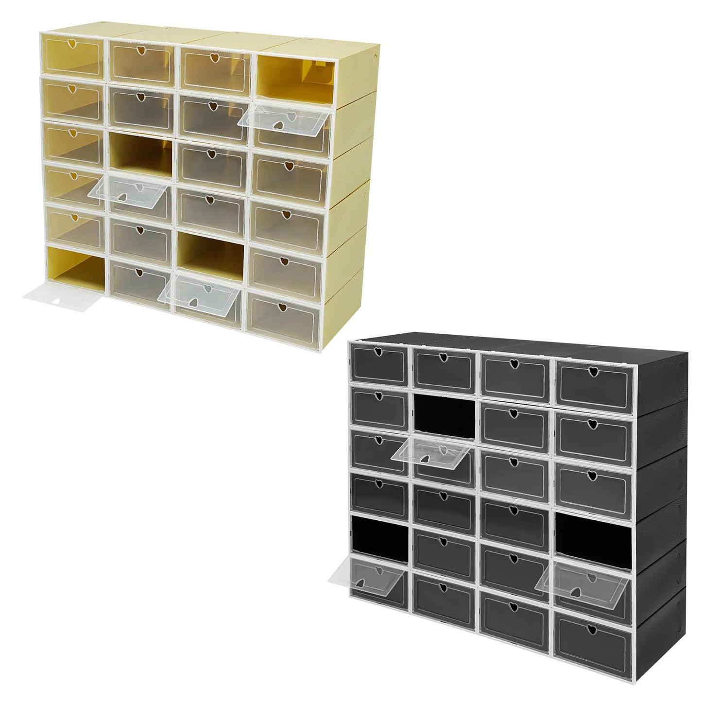 Bymaocar Stackable Shoe Organizer Boxes With Heart Shaped Hole