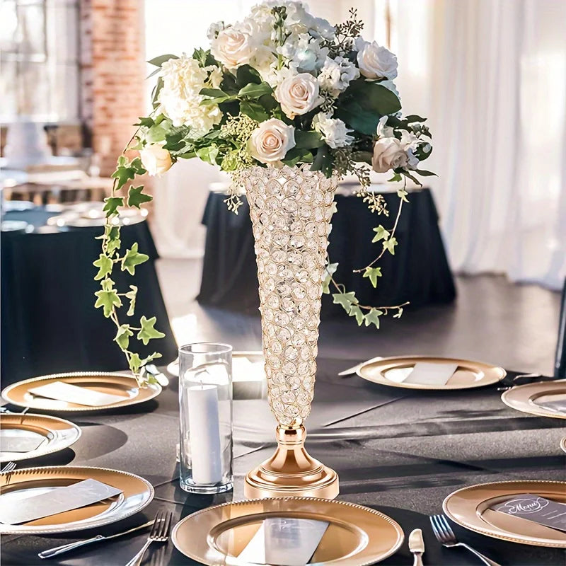 Two Metal Vases Set For Centerpieces And Home Decor