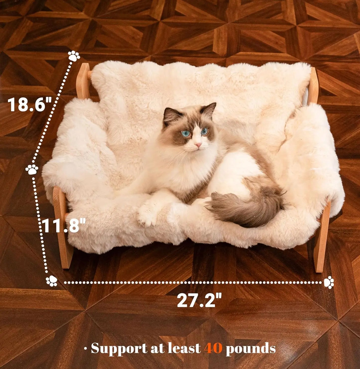 Elevated Wooden Cat Sofa Bed With Removable Washable Cover