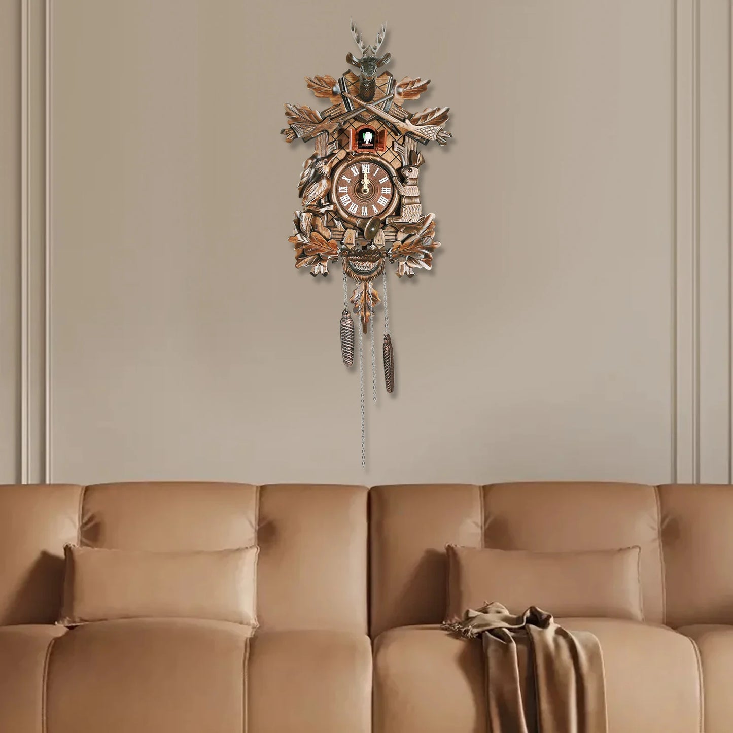 Forest Nordic Style Retro Cuckoo Wall Clock
