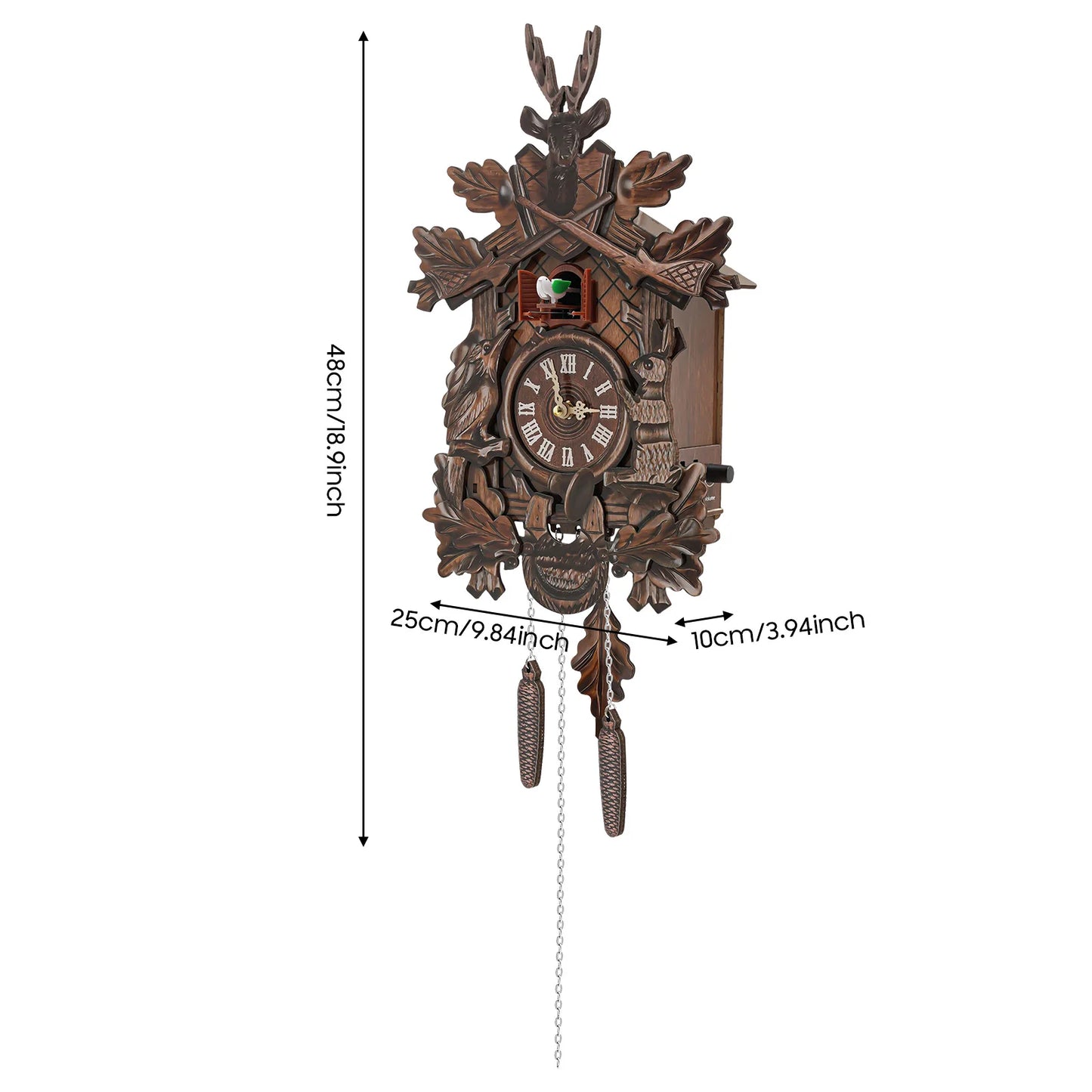 Forest Nordic Style Retro Cuckoo Wall Clock