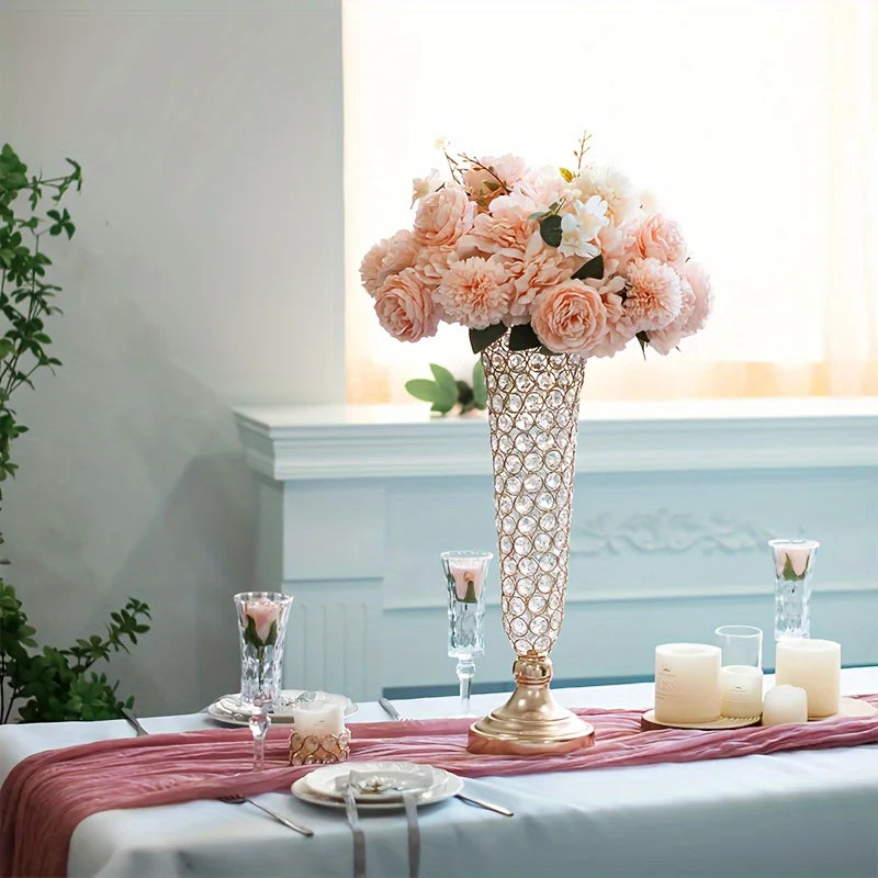 Two Metal Vases Set For Centerpieces And Home Decor