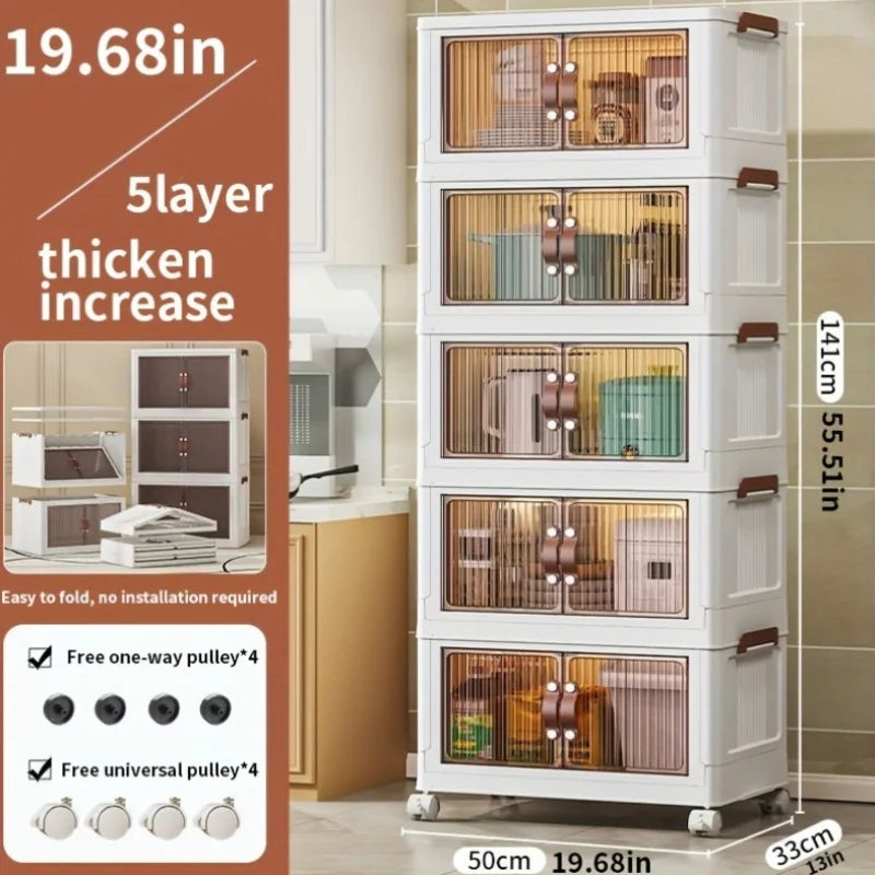 Collapsible Storage Container With Four To Five Layers Dual Access Organizer