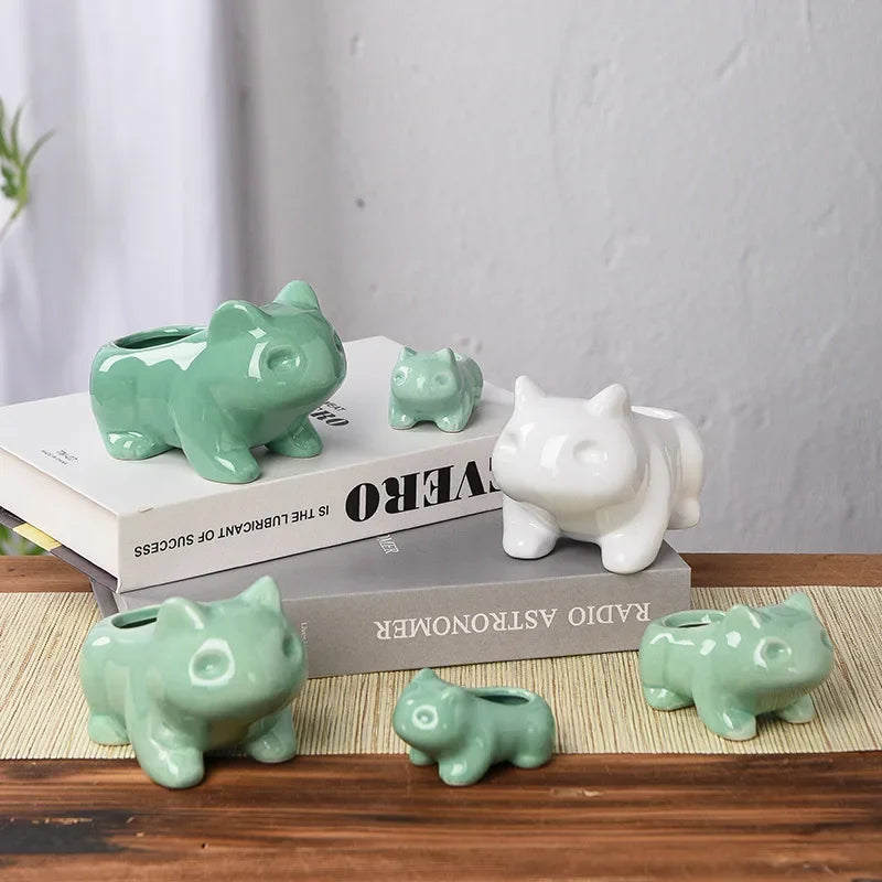 WOBDAEL Ceramic Mini Flowerpot Planter With Drainage Hole