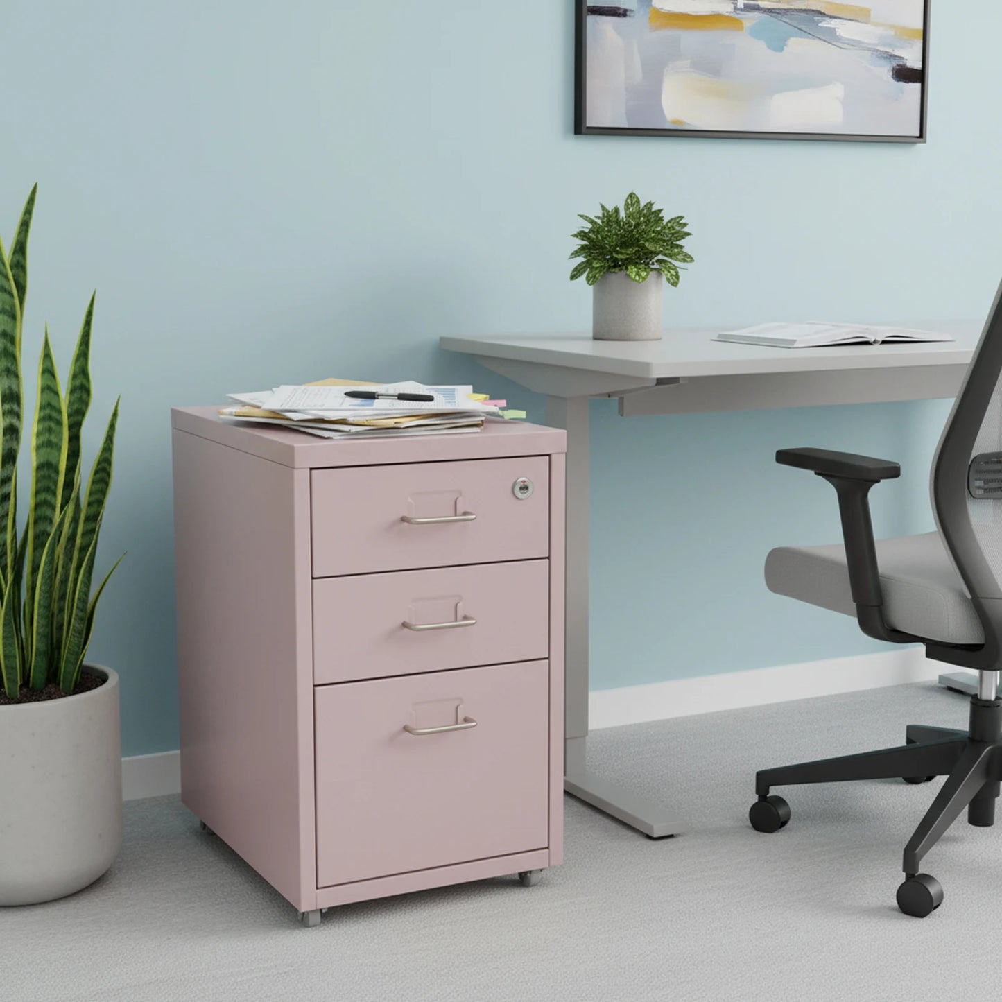 Bymaocar 3-Drawer Vertical File Cabinet With Wheels And Lock