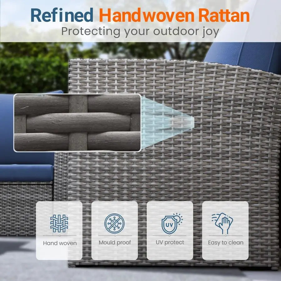 4 Piece Outdoor Wicker Patio Furniture Set With Cushions