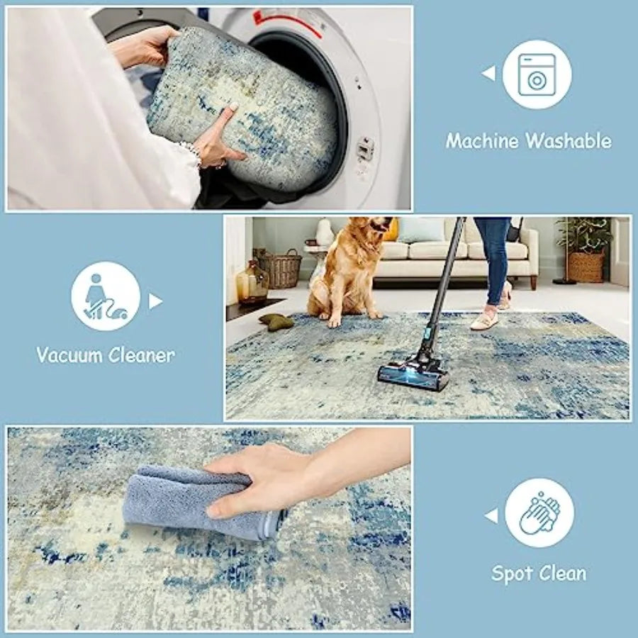 Modern Abstract Round Rug Washable Living Room Circle Rug