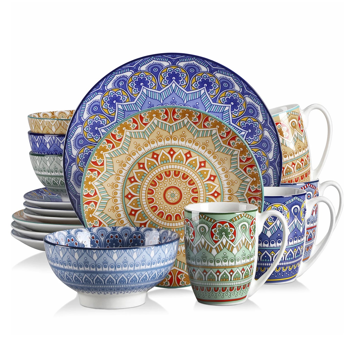 MALACASA Mandala Dinnerware Set Ceramic Porcelain 16 32 48 Pieces