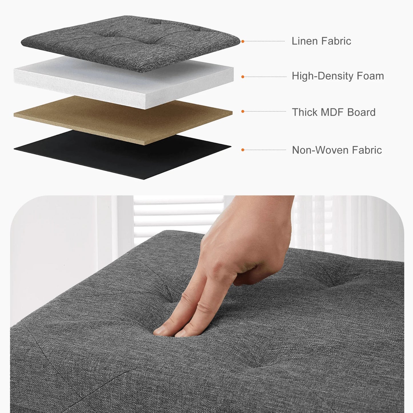 Ottoman Bench Foldable Storage Toy Organizer And Foot Rest Stool