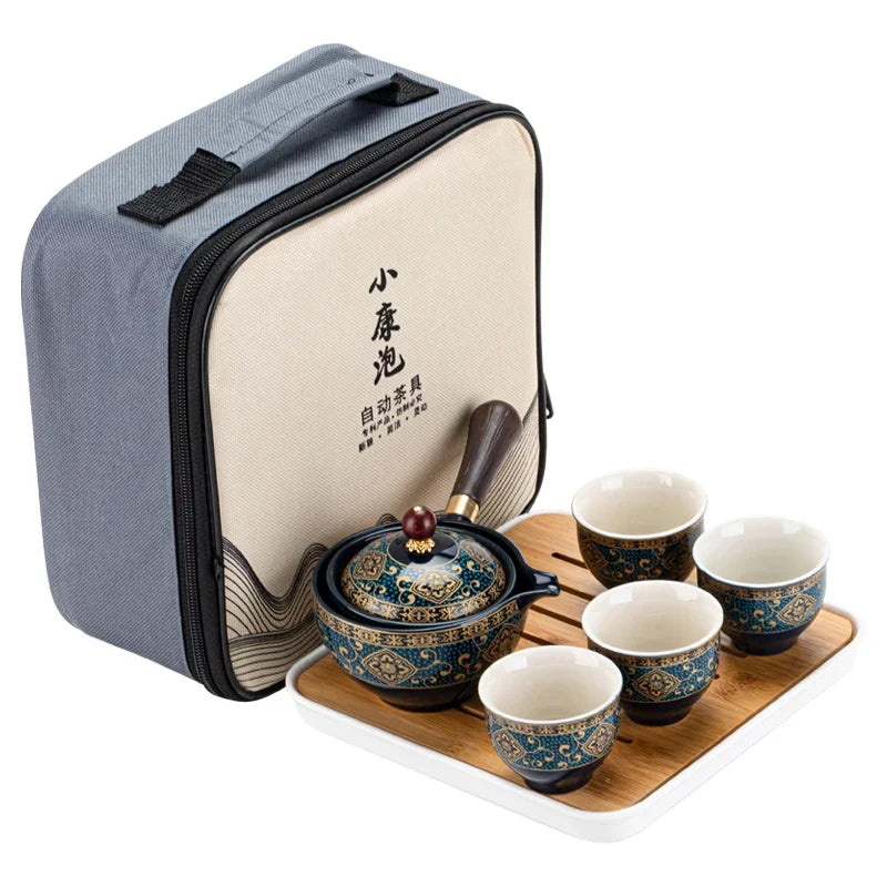 PDQ CN Kung Fu Tea Set Sand Ceramic Pottery Travel Gift