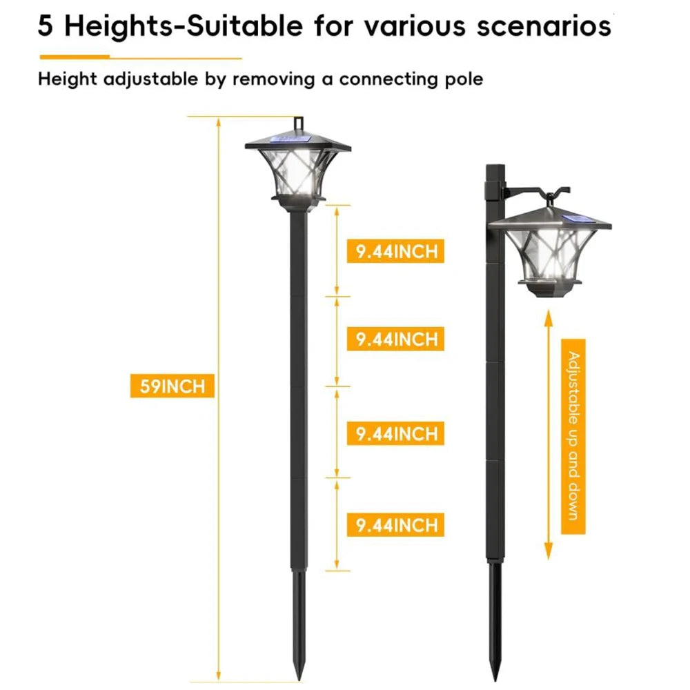 Solar Post Light Waterproof Auto On Off Retro Style Landscape