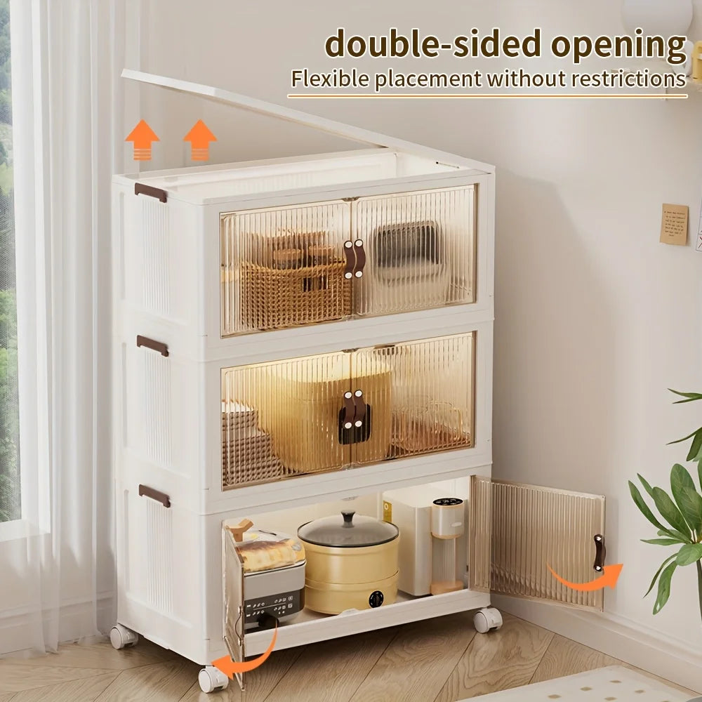Collapsible Storage Container With Four To Five Layers Dual Access Organizer