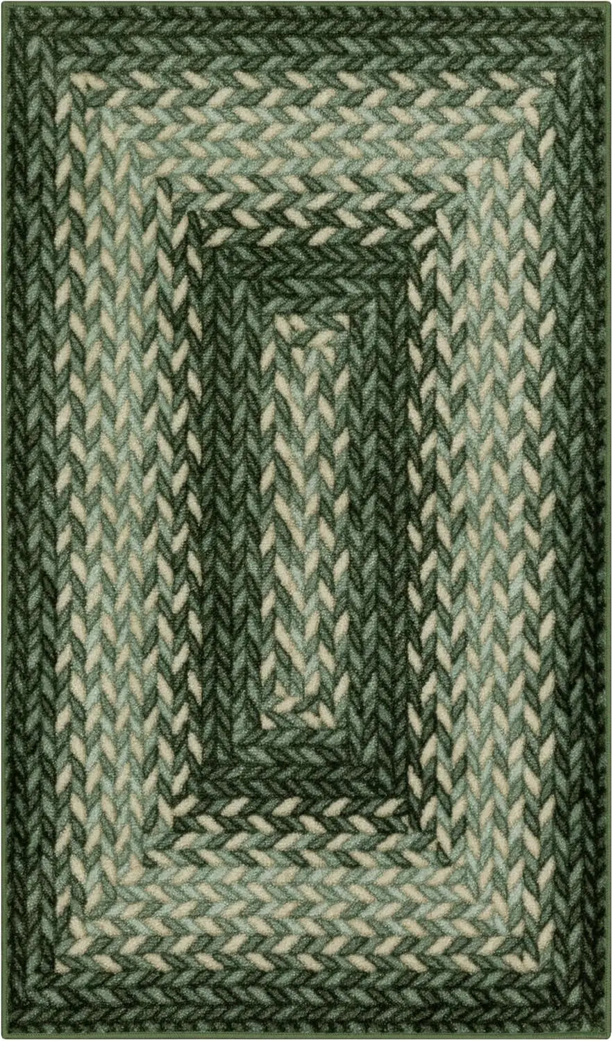 Bohemian Braided Print Rug USA Made Washable Non Slip Runner