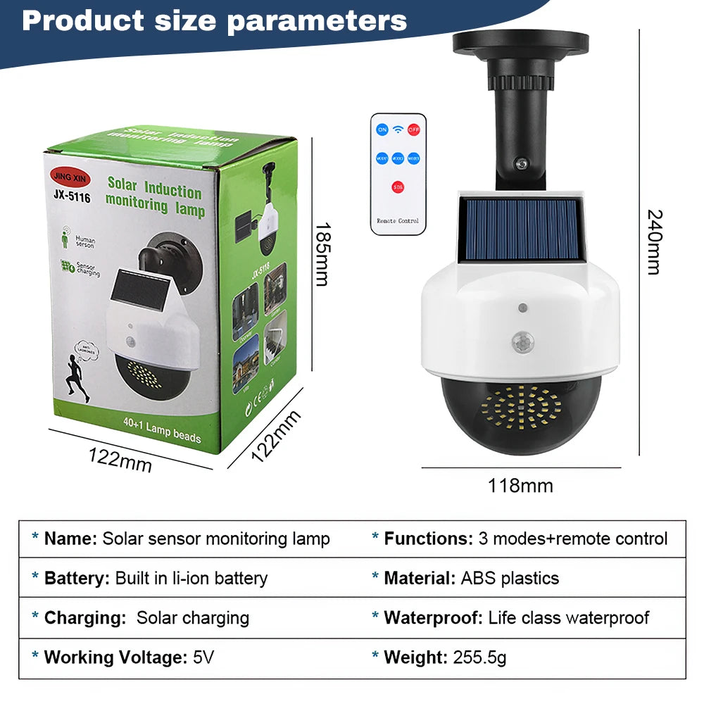 Outdoor Solar Sensor Lights With Remote Control Simulated Security Camera