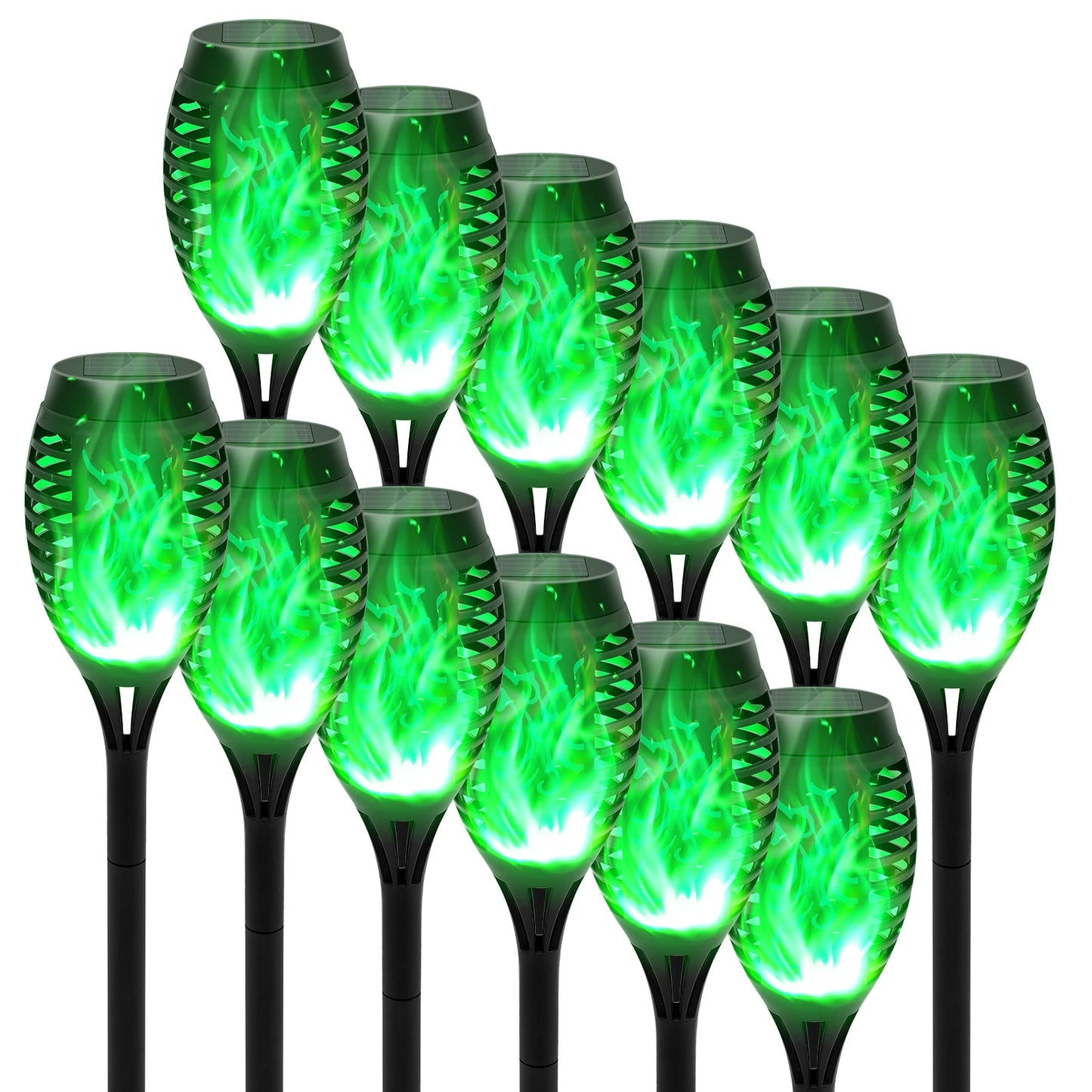 Green Solar Flame Light Outdoor Torch Lamp Garden Decor Waterproof
