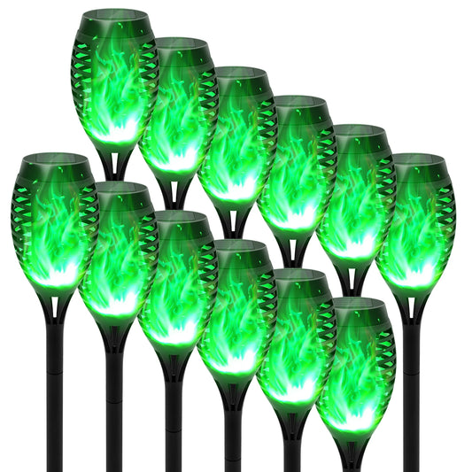 Green Solar Flame Light Outdoor Torch Lamp Garden Decor Waterproof