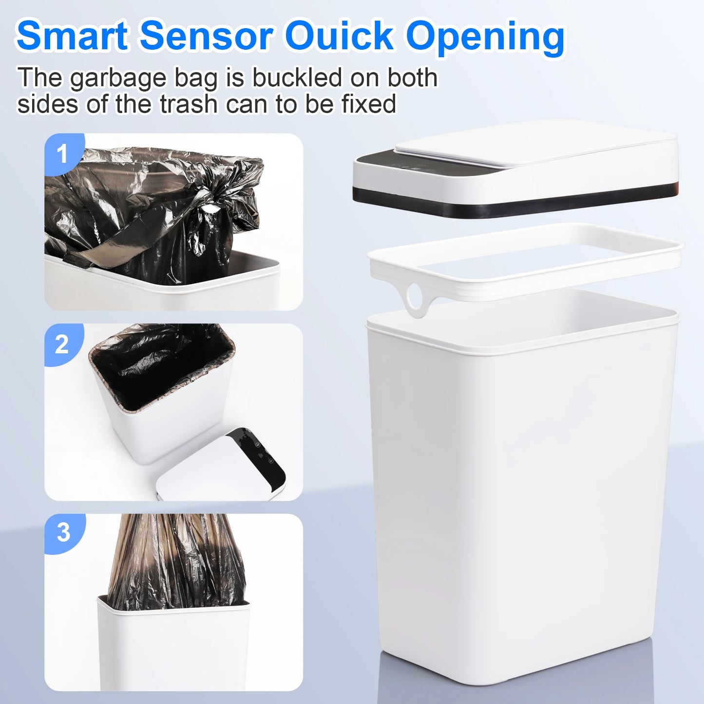 NONECN Touchless Motion Sensor Bathroom Trash Cans With Lid