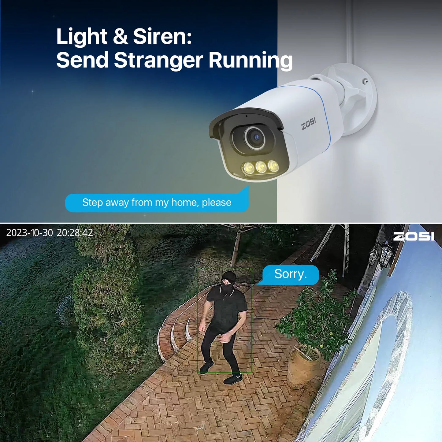 ZOSI C186A 5MP PoE Security IP Camera Outdoor AuroraLux
