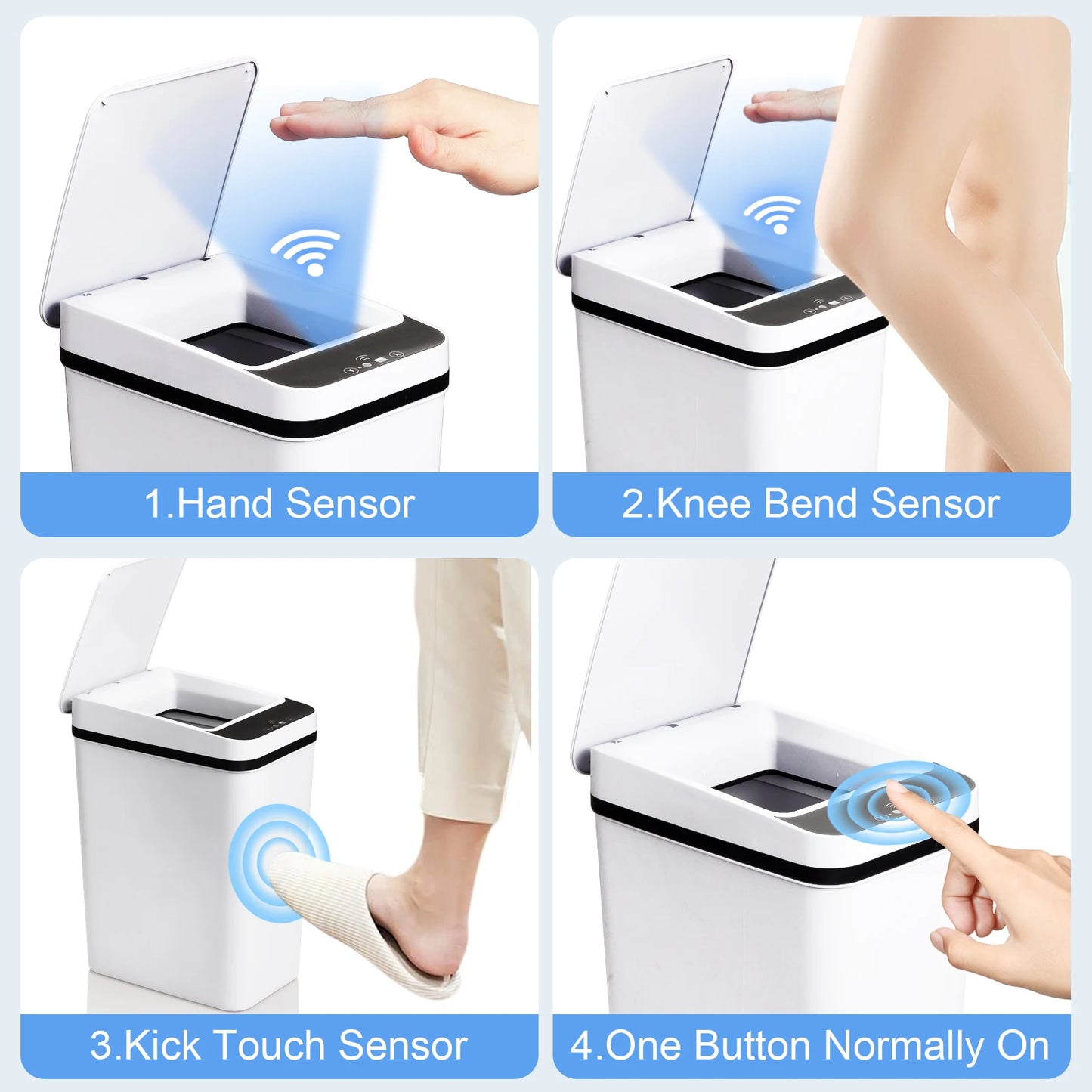 NONECN Touchless Motion Sensor Bathroom Trash Cans With Lid