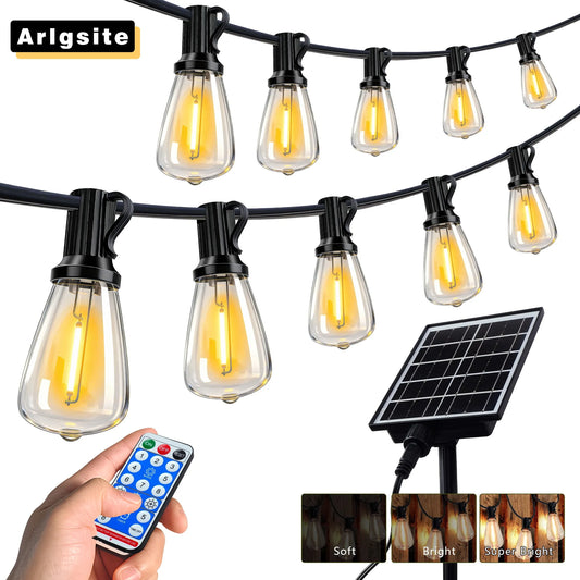 ARLGSITE Solar Outdoor String Lights IP65 Waterproof With Replaceable Bulbs