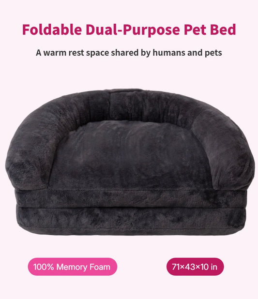 Dual-Use Foldable Pet Bed Cuddler For Pets And Owners