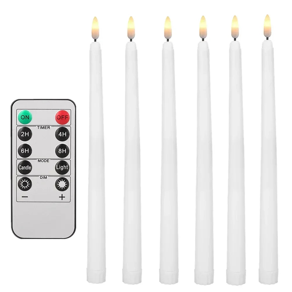 LED Flameless Flickering Taper Candles Set With Remote For Home Decor