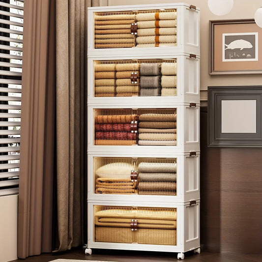 Collapsible Storage Container With Four To Five Layers Dual Access Organizer