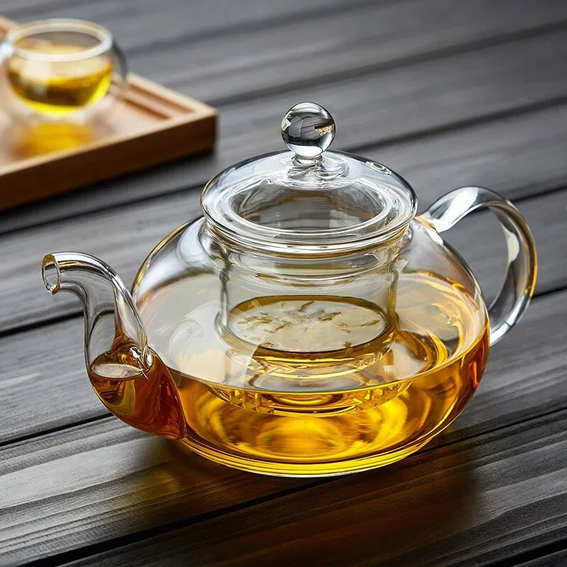 Heat Resistant Borosilicate Glass Teapot For Flower Tea