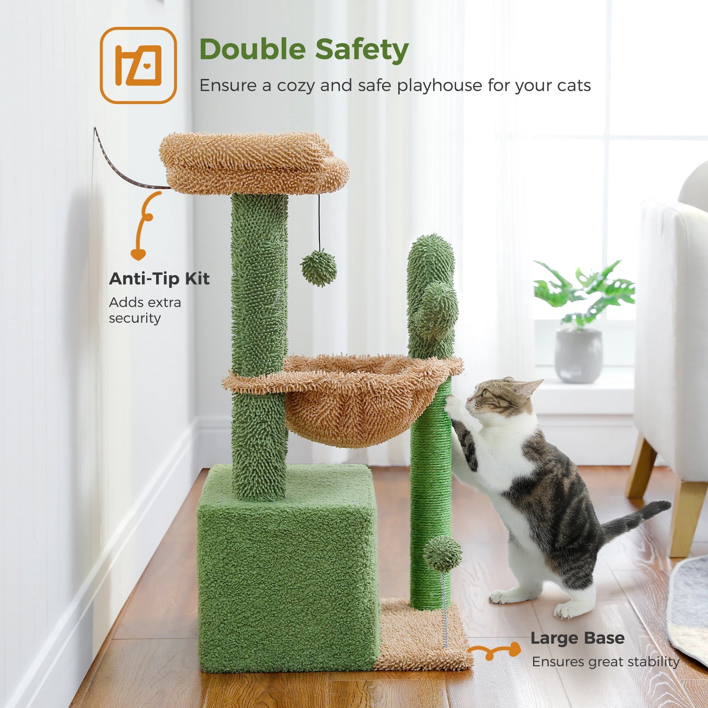 PAWZ Road 4-in-1 Cat Tree With Condo, Sisal Scratching, Hammock