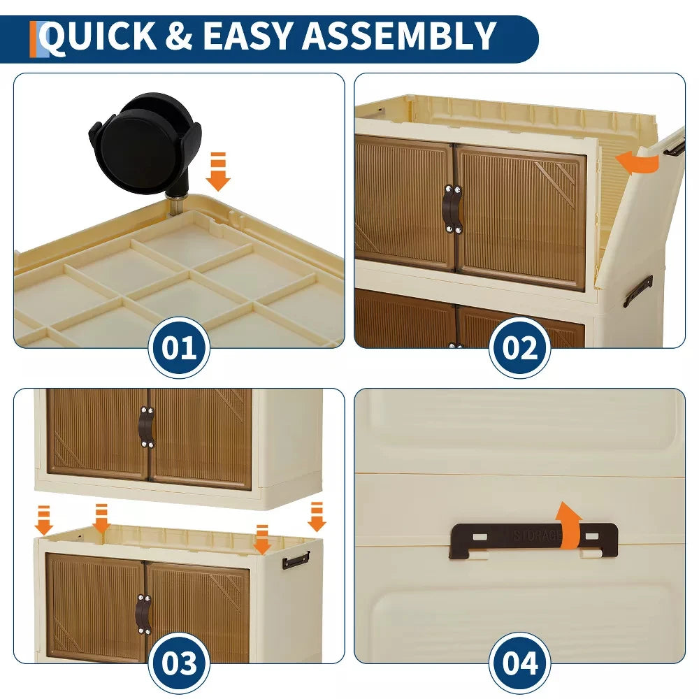 HiMISS 3 4 5 Tier Foldable Storage Cabinet With Wheels