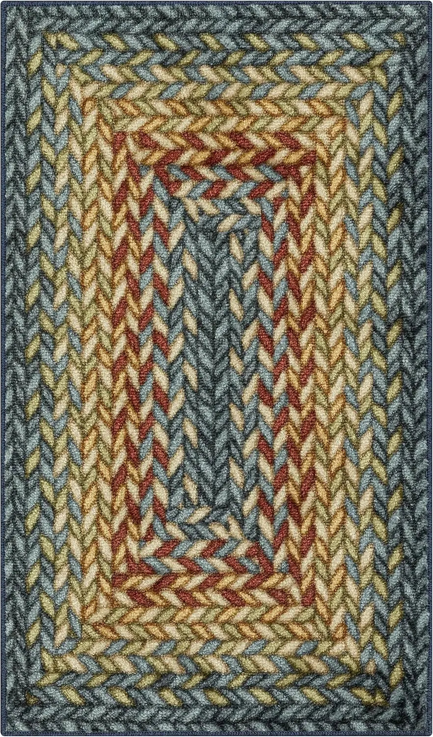 Bohemian Braided Print Rug USA Made Washable Non Slip Runner