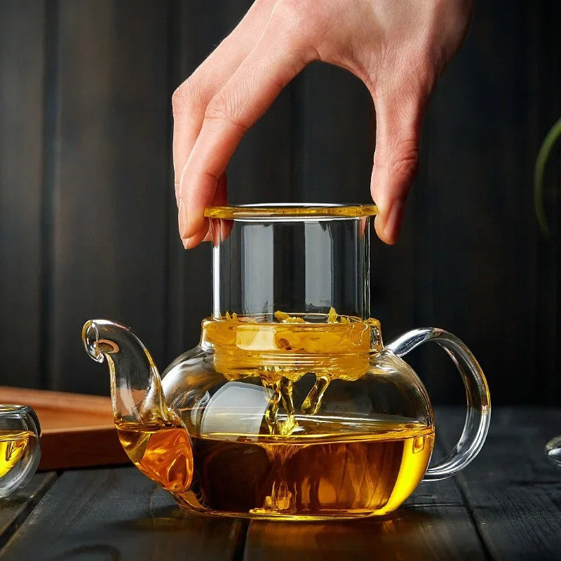 Heat Resistant Borosilicate Glass Teapot For Flower Tea
