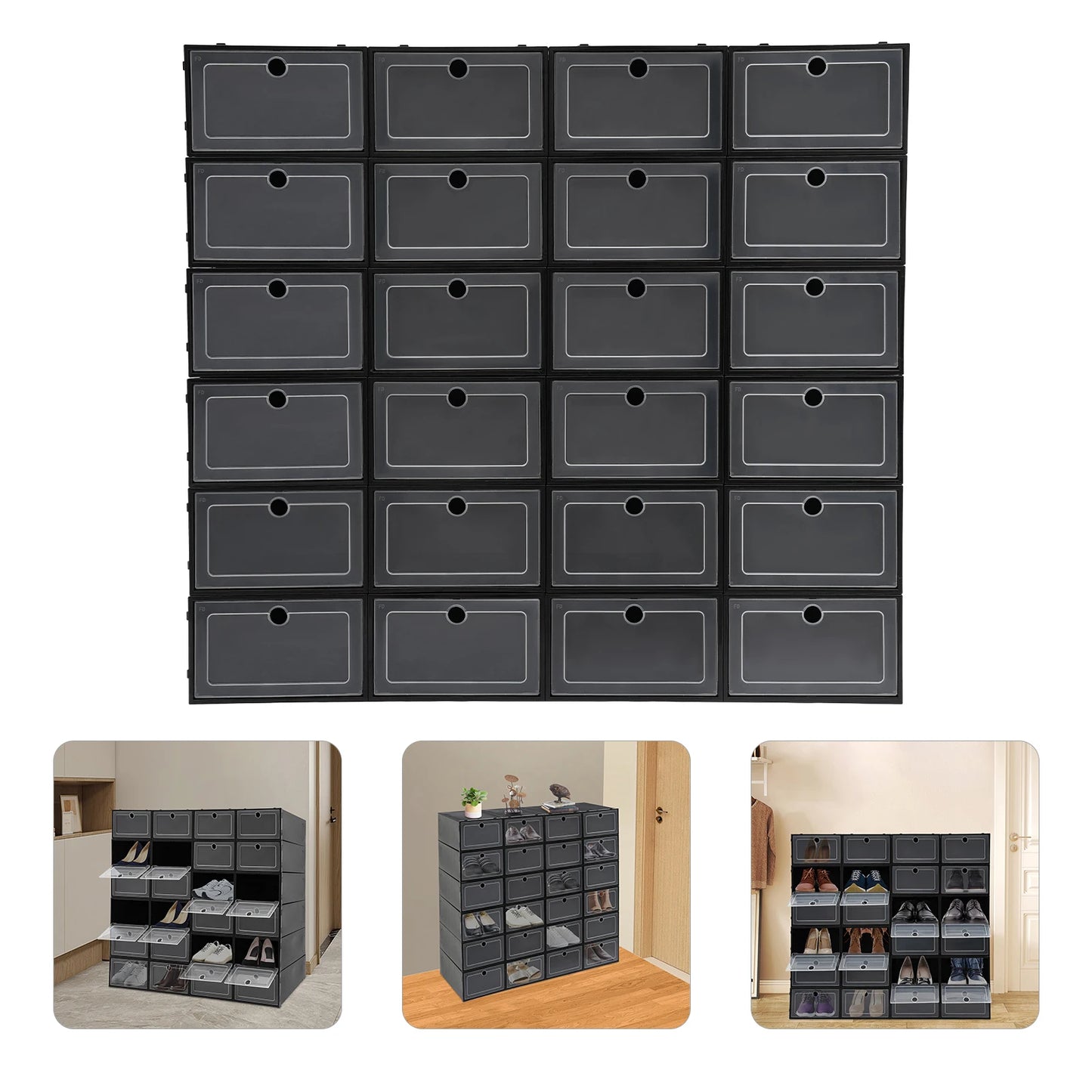 Bymaocar Stackable Shoe Organizer Boxes With Heart Shaped Hole