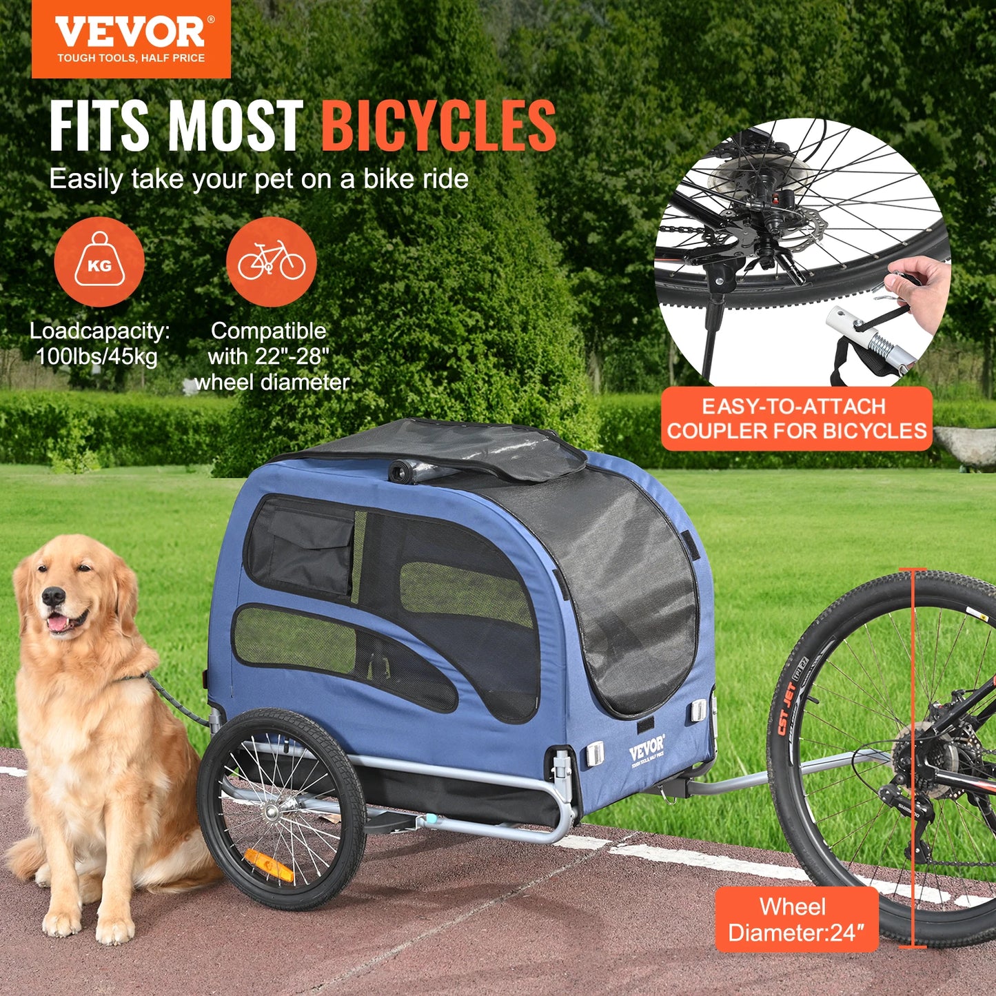 SucceBuy Pet Cart Bicycle Carrier For Dogs Travel Trailer