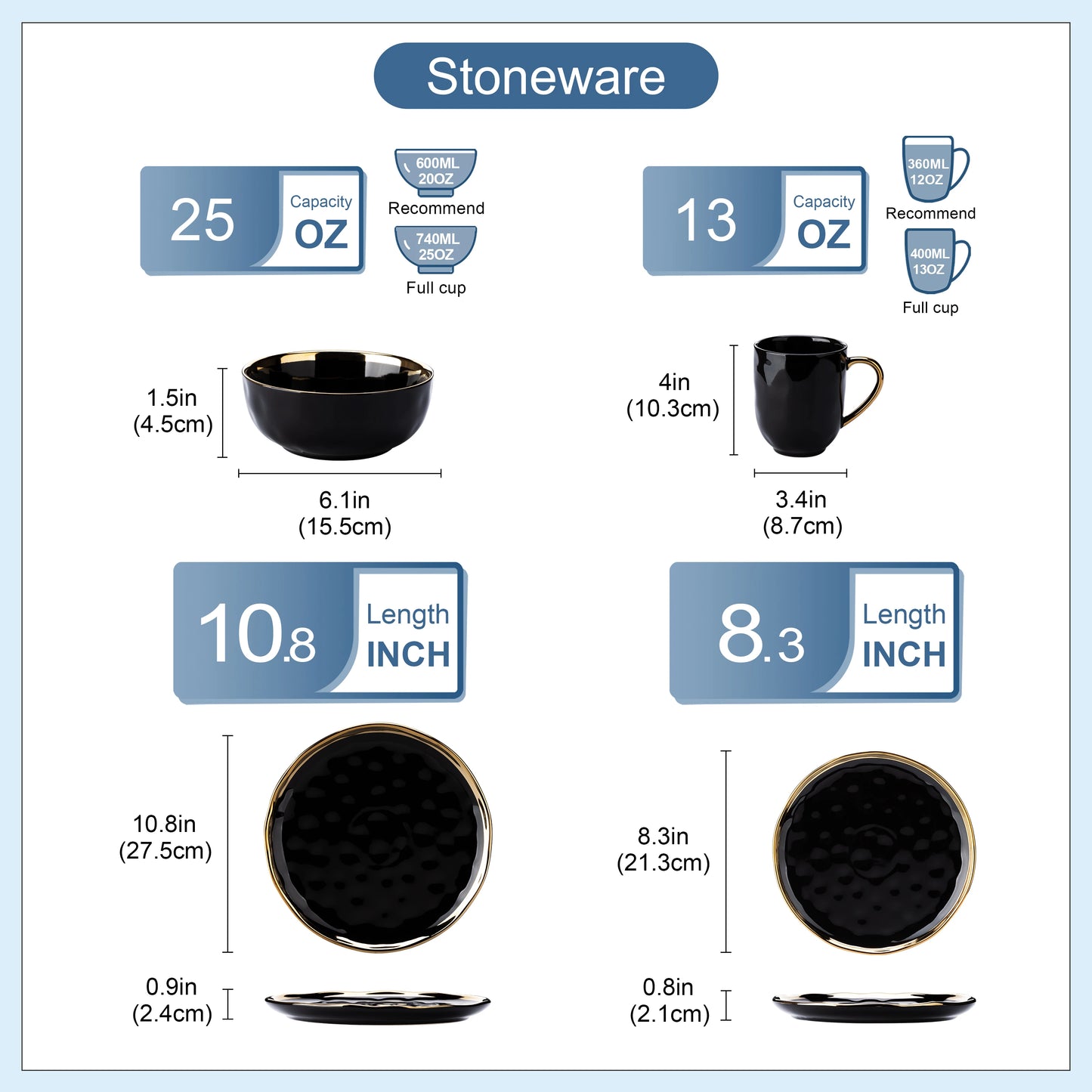 Malacasa Porcelain Dinnerware Set With Gold Trim Collection
