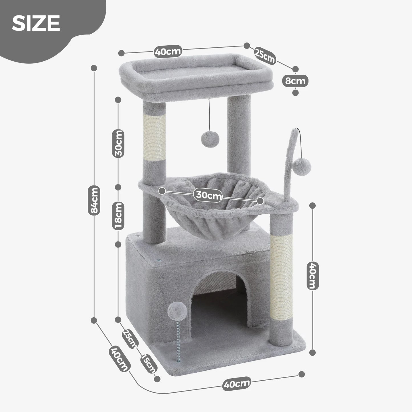 PAWZ Road 4-in-1 Cat Tree With Condo, Sisal Scratching, Hammock