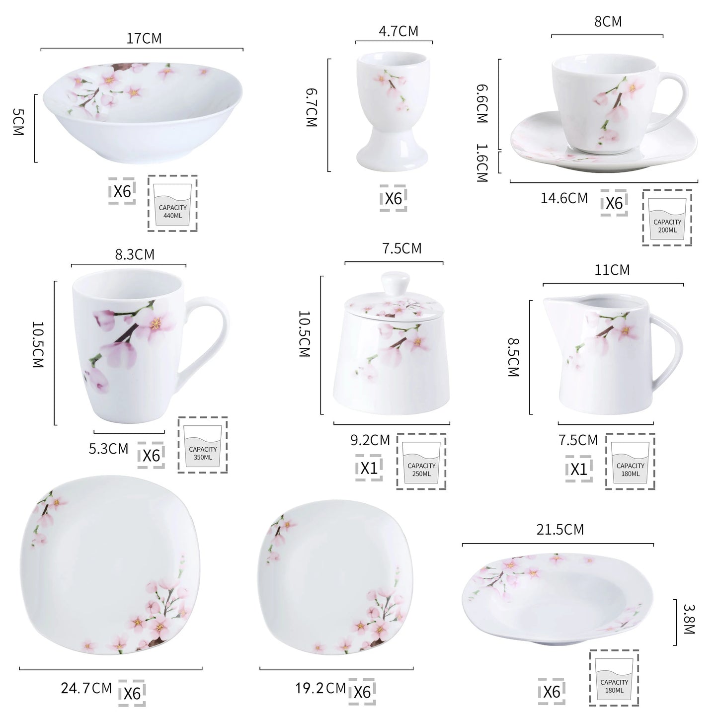 MALACASA Annie Porcelain Dinner Set 100 Piece Mugs And Plates