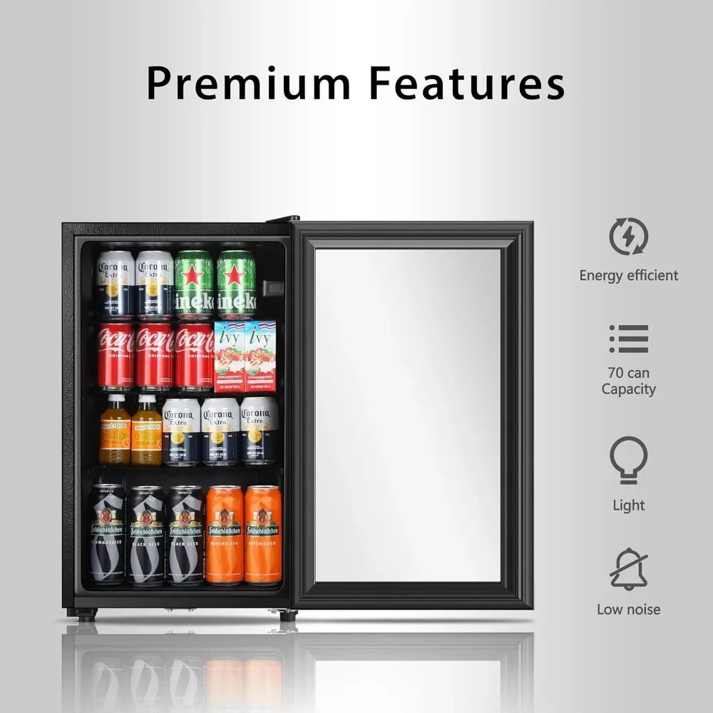 Beverage Refrigerator Freestanding Cooler With Double Glass Doors