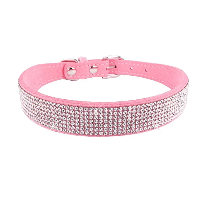 Crystal Glitter Rhinestone Dog Collar With Zinc Alloy Buckle