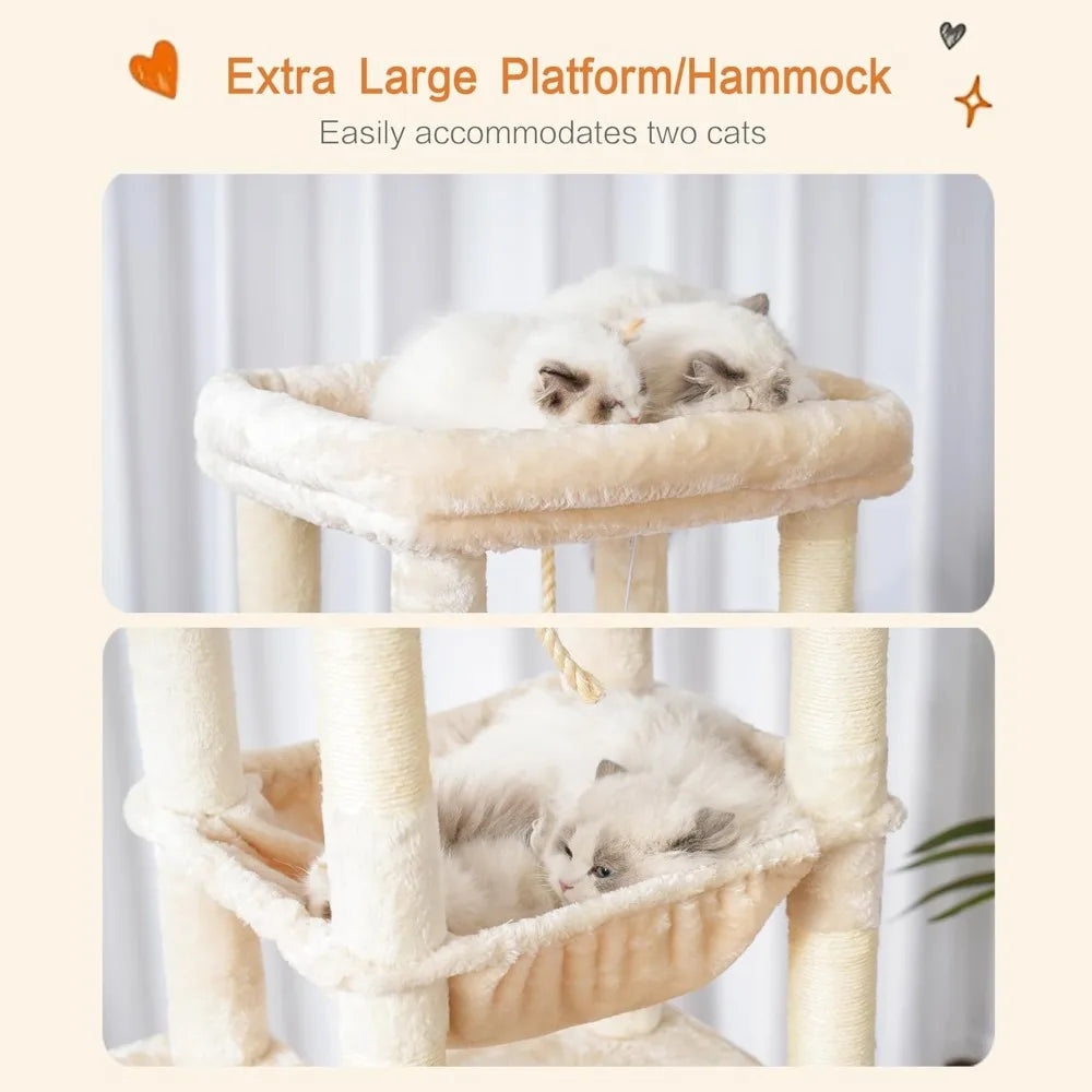 Heybly Cat Tree for Indoor Cats Multi-Level Plush Condo