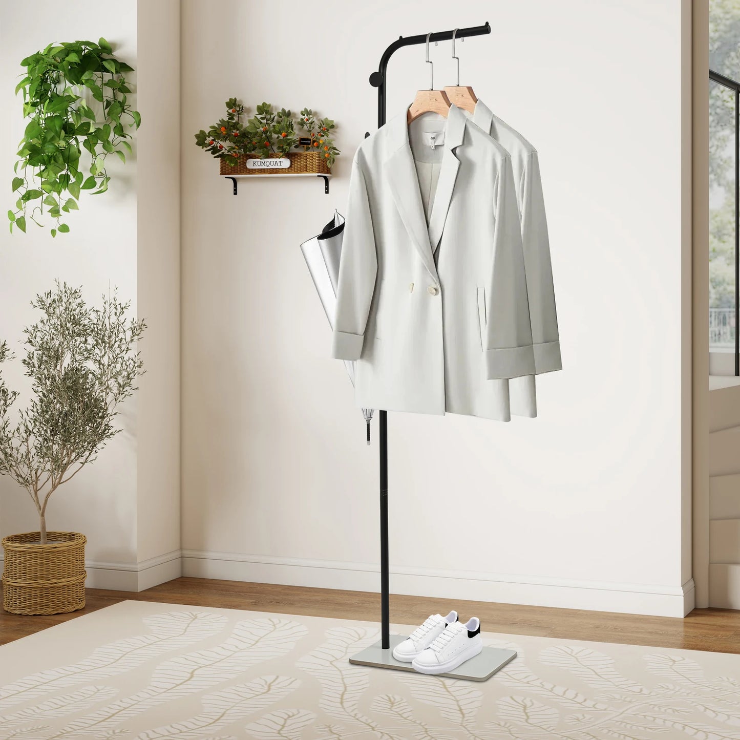 Modern L Shaped Corner Clothing Rack Freestanding Garment Organizer